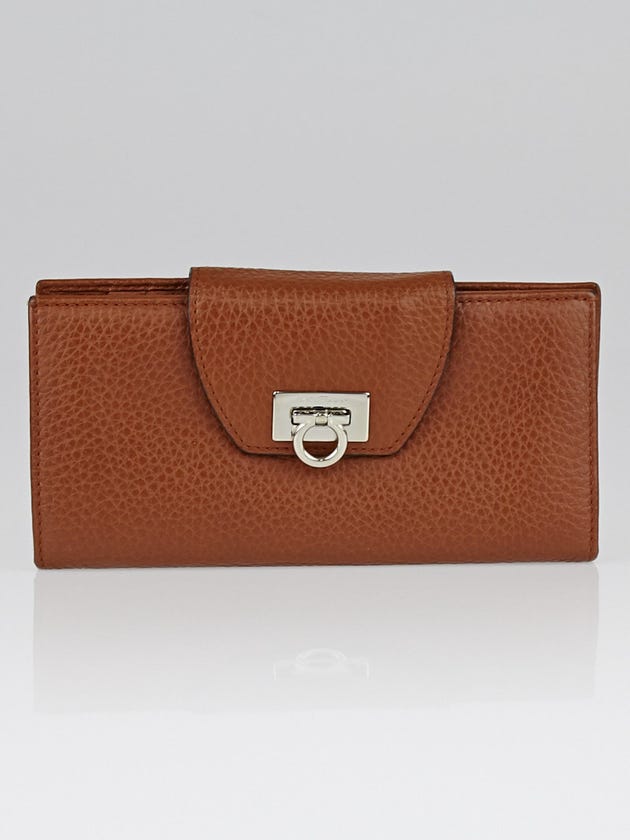 Salvatore Ferragamo Brown Calf Leather Continental Wallet