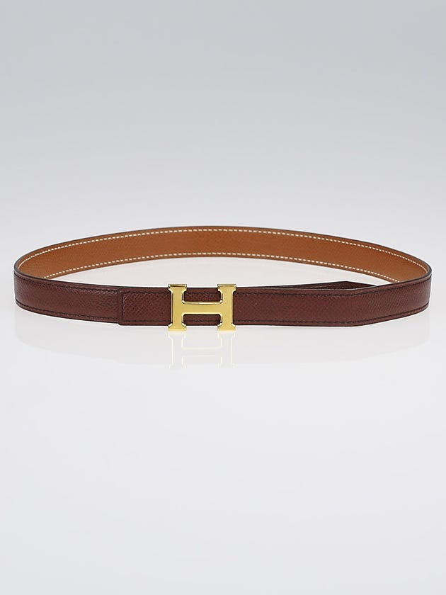 Hermes 18mm Chocolate/Gold Courchevel Gold Plated Constance H Belt Size 65