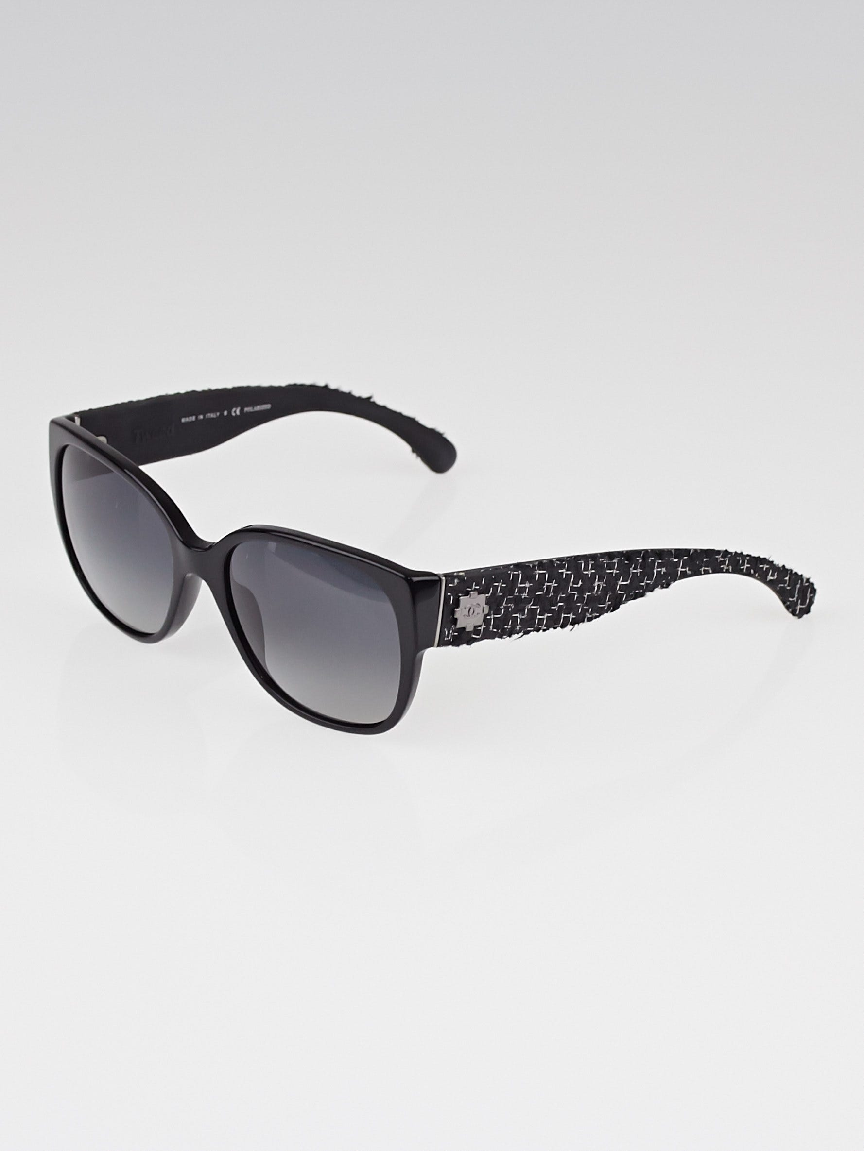 Chanel Black Frame and Tweed Polarized Wayfarer Sunglasses 5237 - Yoogi's  Closet