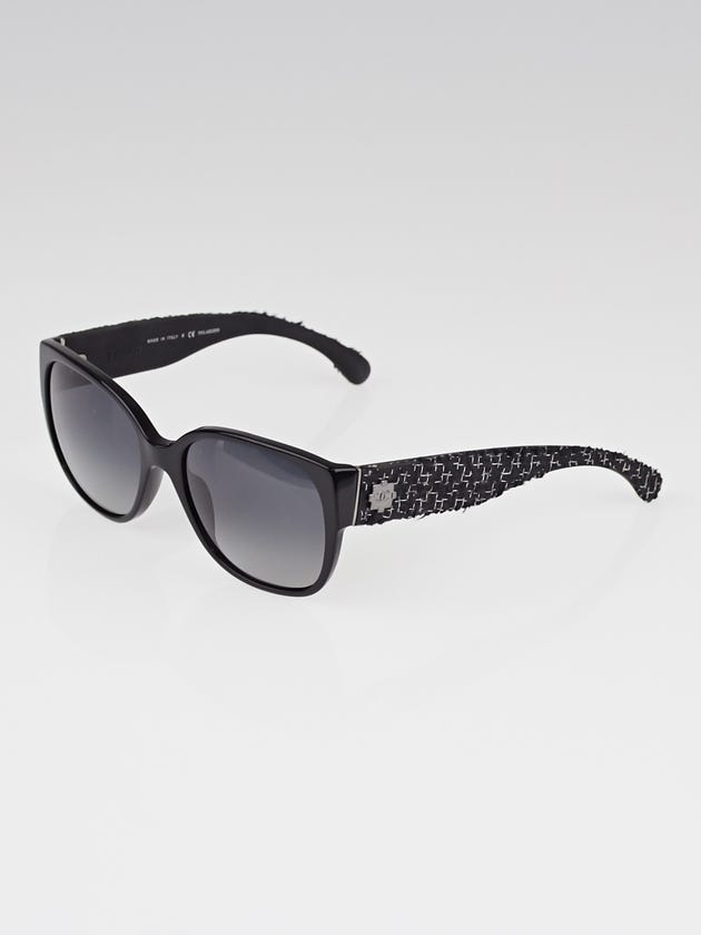 Chanel Black Frame and Tweed Polarized Wayfarer Sunglasses 5237
