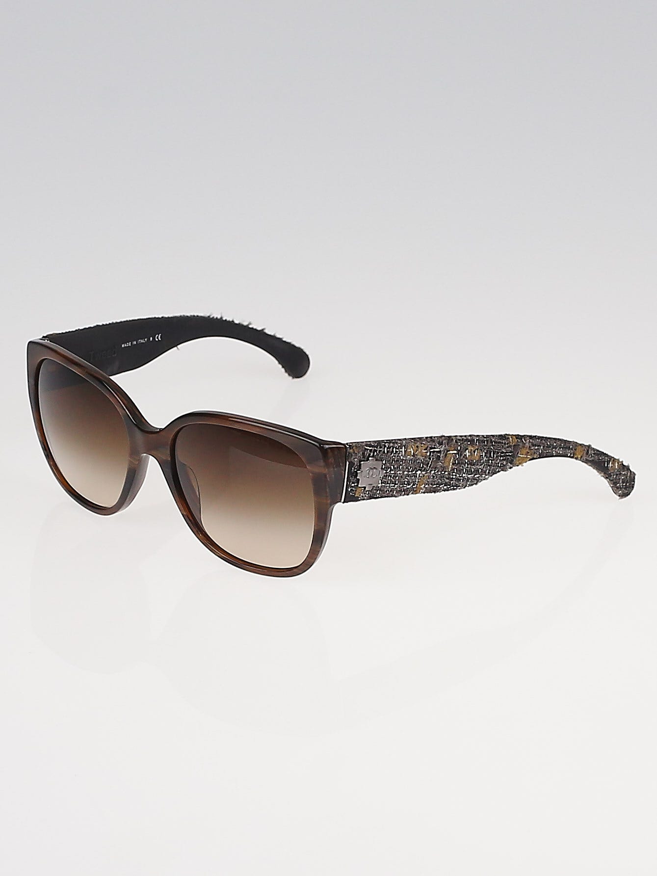 Chanel Brown Frame and Tweed Wayfarer Sunglasses 5237 - Yoogi's Closet