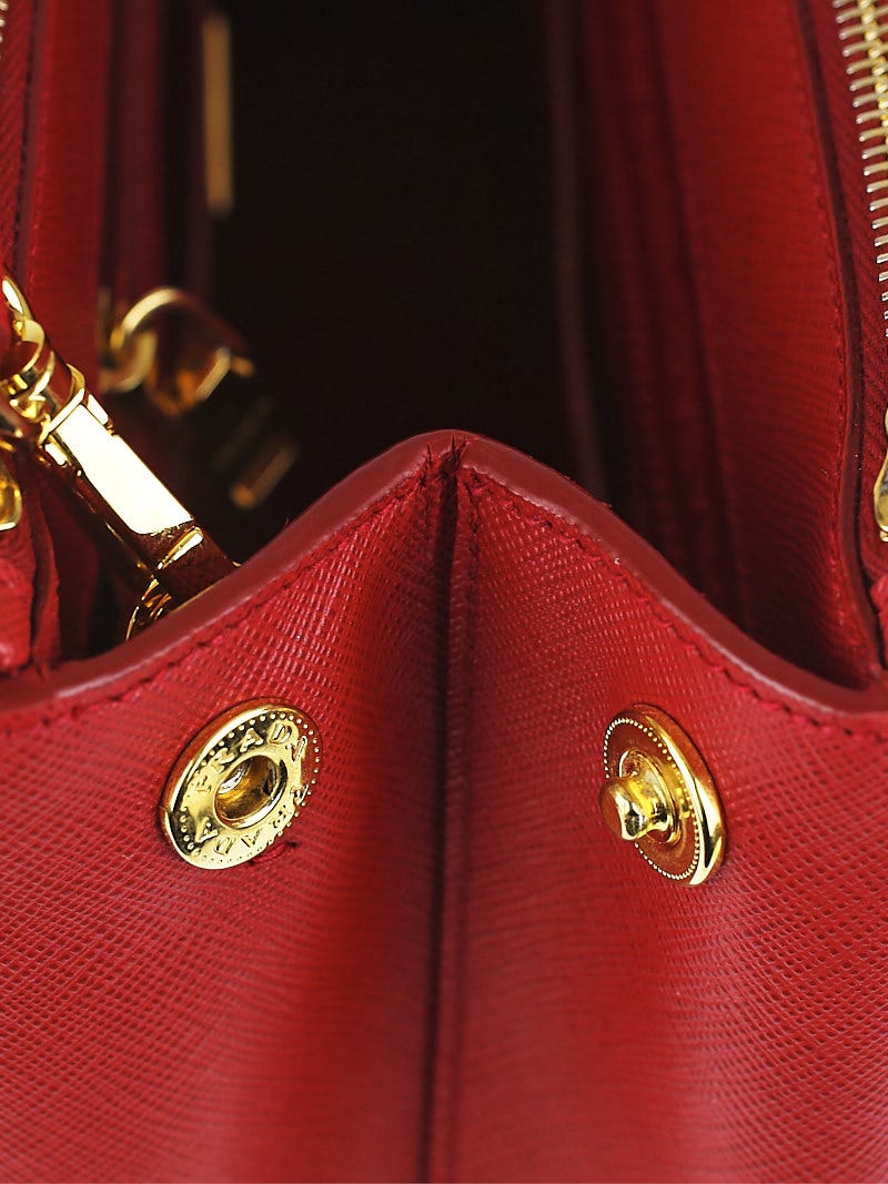 Authentic Prada Saffiano Lux Tote Bag Fuoco red Saffiano calfskin