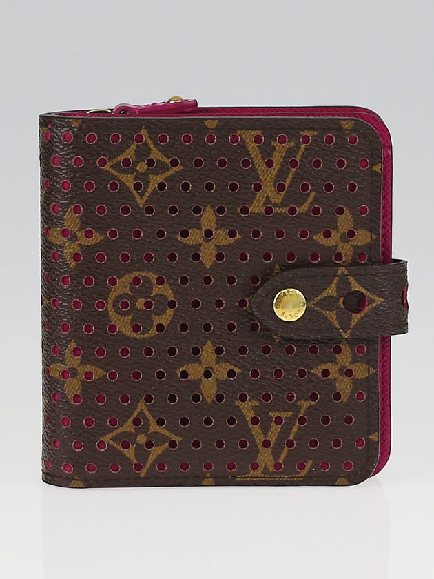 Louis Vuitton Limited Edition Fuchsia Monogram Perforated Compact Zip Wallet