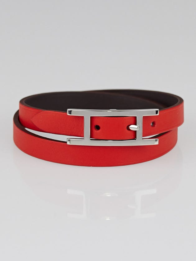 Hermes Capucine Swift / Chocolate Chamonix Leather Behapi Double Tour Bracelet Size M
