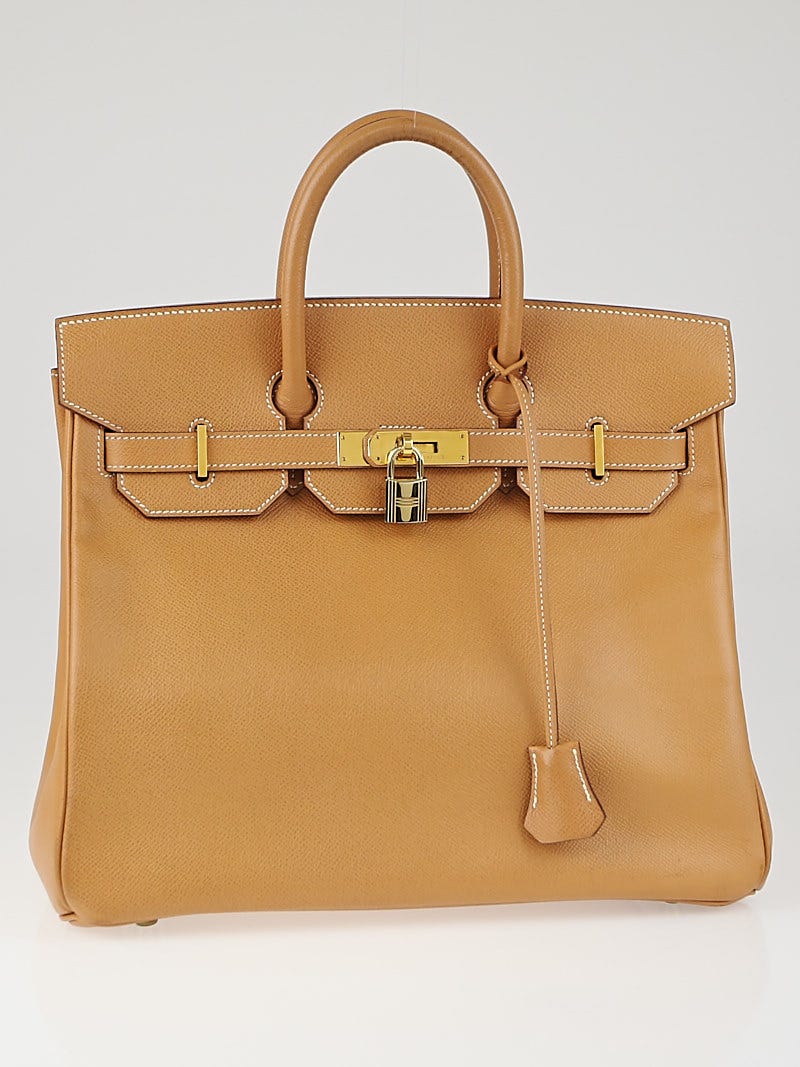 Hermes 32cm Brique Box Leather Gold Plated HAC Birkin Bag - Yoogi's Closet