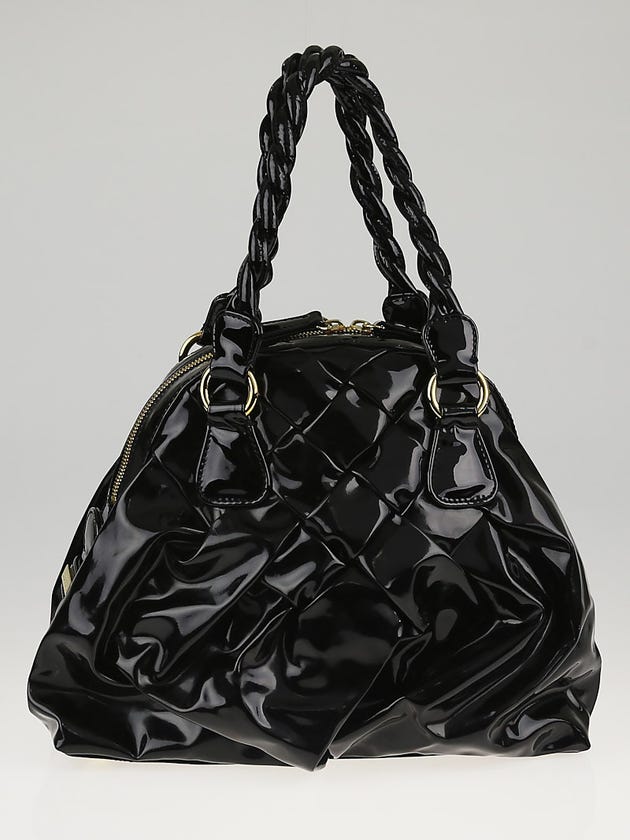 Valentino Black Patent Leather Small Couture Braided Tote Bag