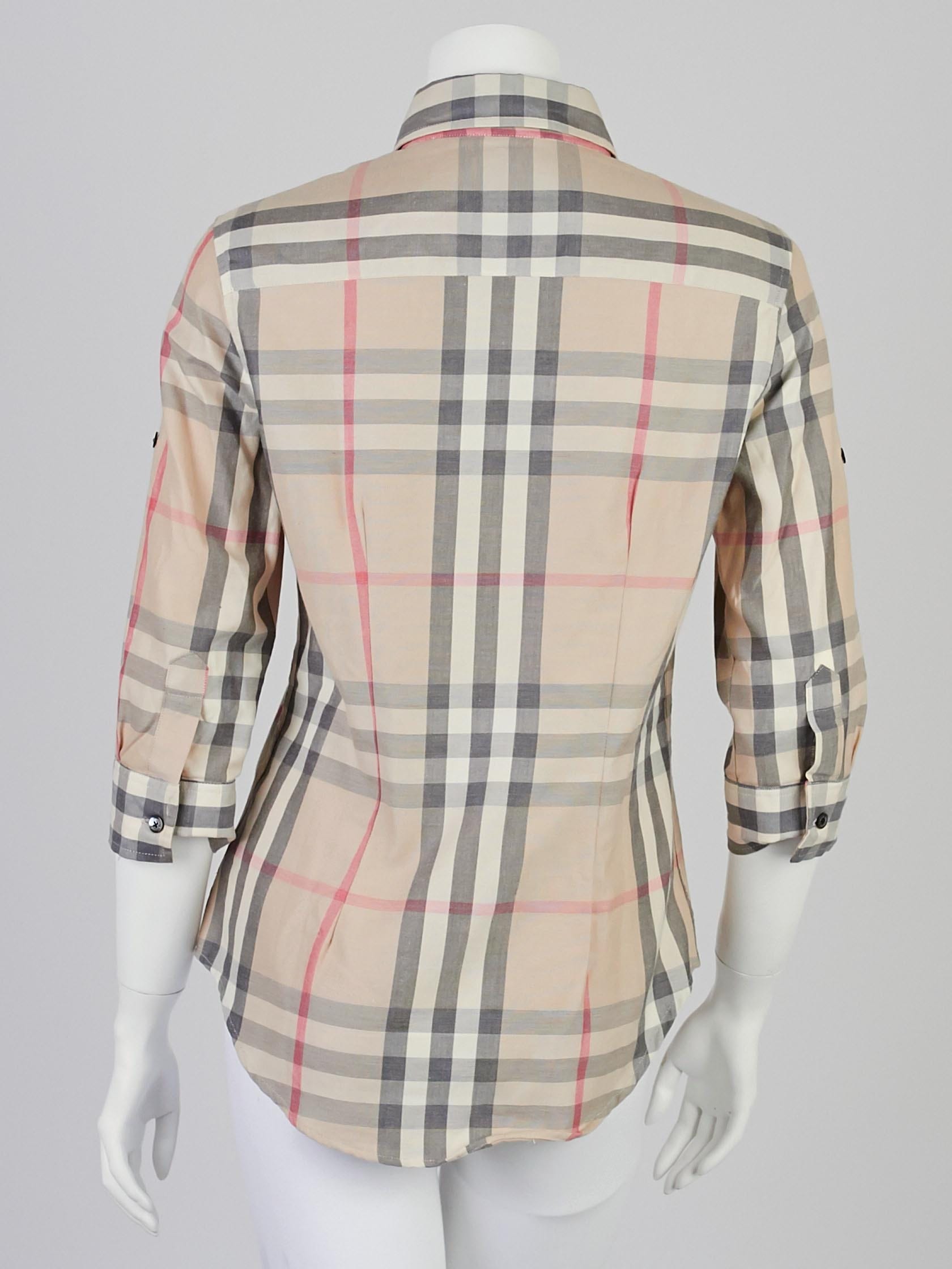 Burberry London Classic Check Cotton Button Down Shirt Size