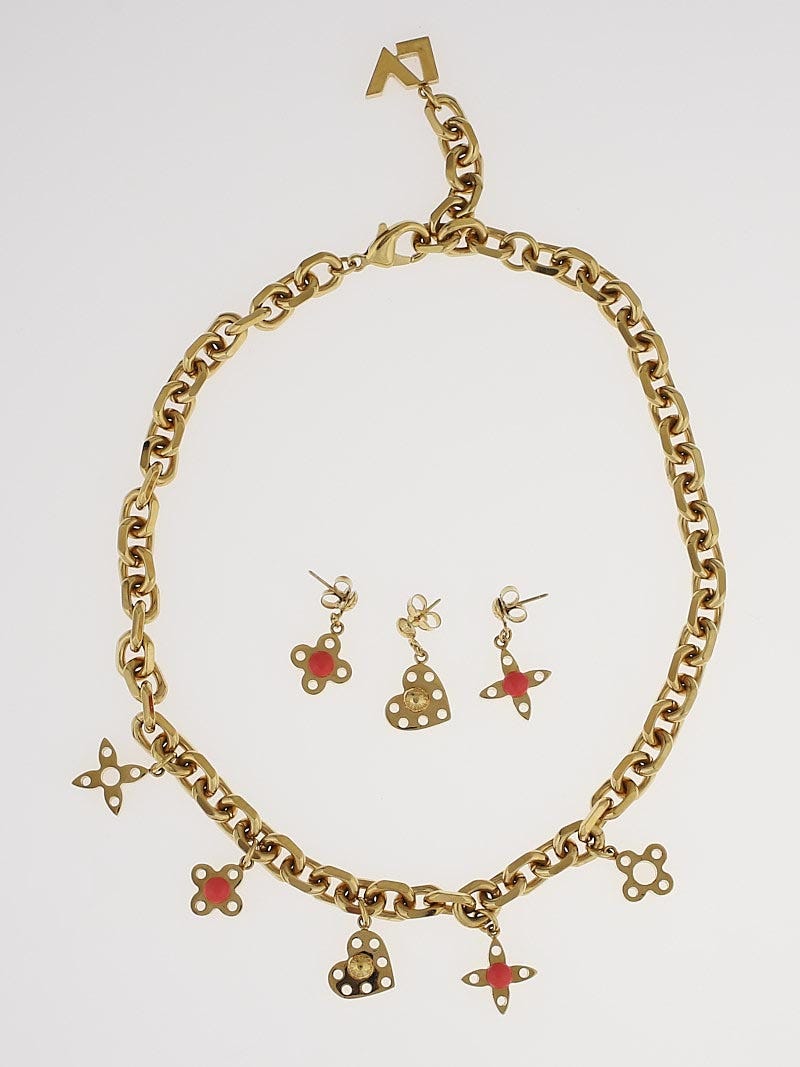 Louis Vuitton Goldtone Monogram Hide and Seek Necklace - Yoogi's