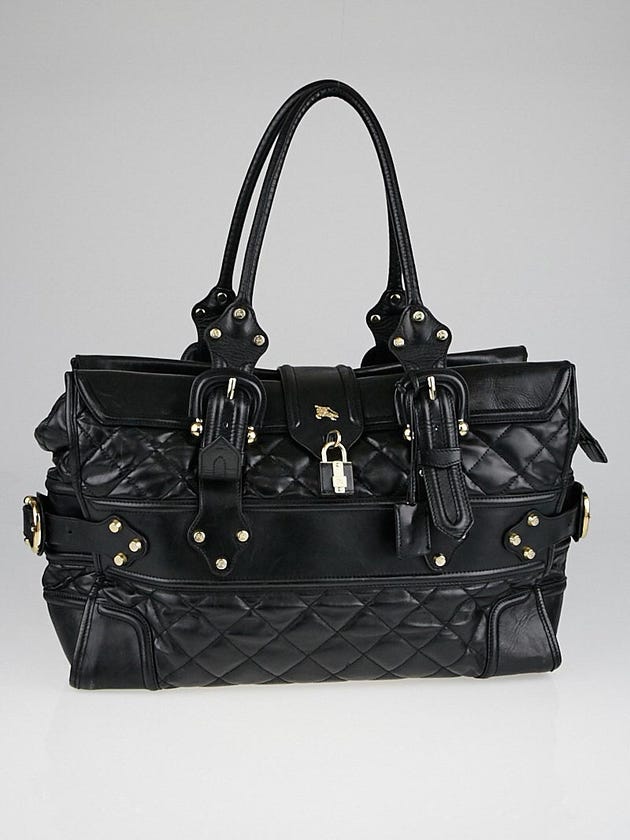 Burberry Black Quilted Leather XL Manor Tote Bag