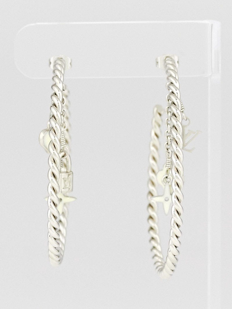 Louis Vuitton Braided Monogram Charm Hoop Earrings