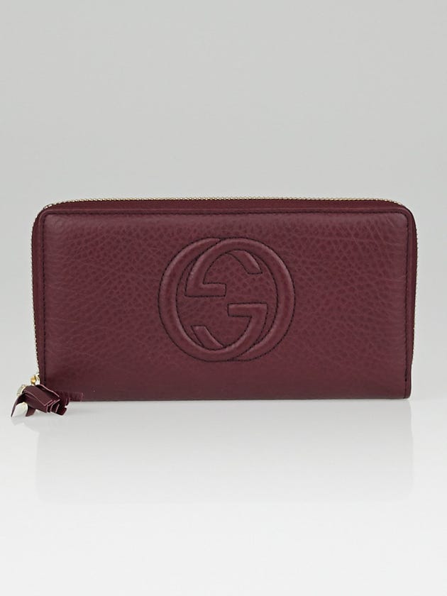 Gucci Dark Red Pebbled Leather  Soho Zippy Wallet