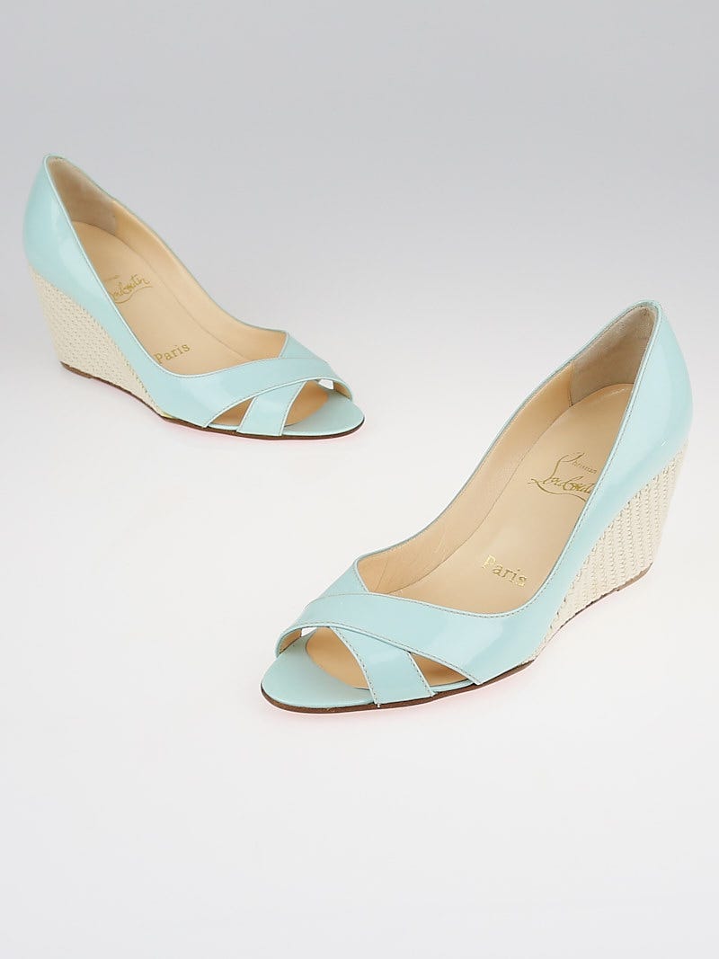 Christian Louboutin Light Blue Patent Leather Voilier Zeppa