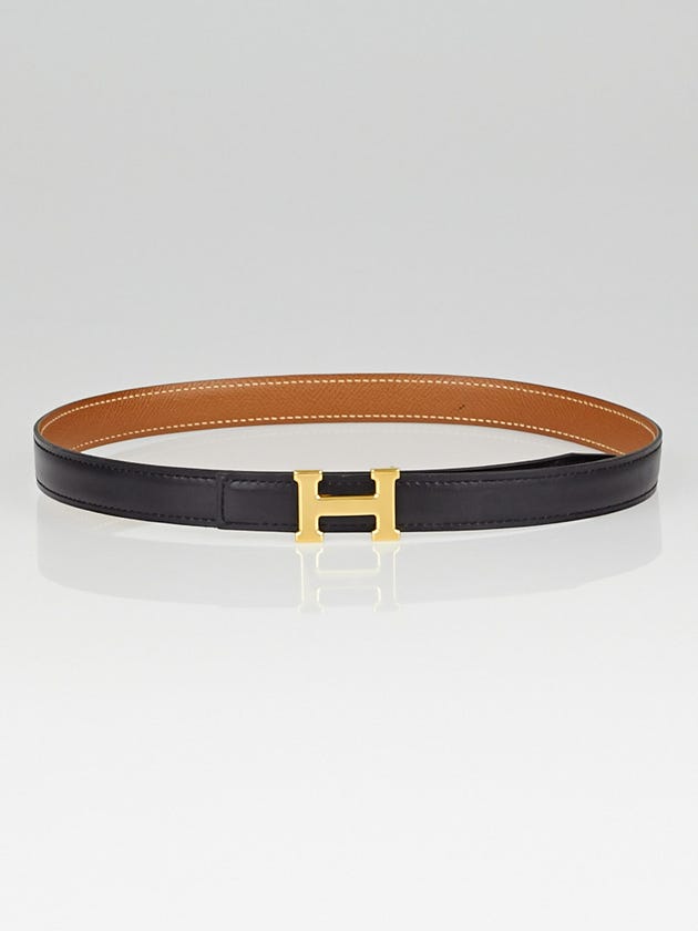 Hermes 18mm Black Box / Gold Courchevel Leather Gold Plated Constance H Belt Size 65