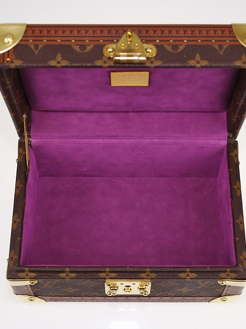 Louis Vuitton Monogram Trunk Jewelry Box Case Brown x Pink Purple