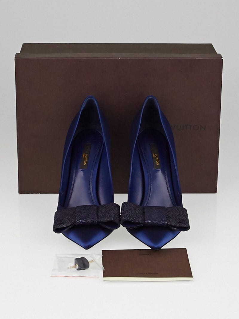 Louis Vuitton Marine Blue Satin and Galuchat Lipstick Pumps Size 7.5/38 -  Yoogi's Closet
