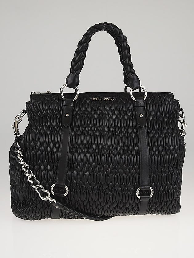 Miu Miu Black Cloquet Nappa Leather Shopping Tote Bag RN0653