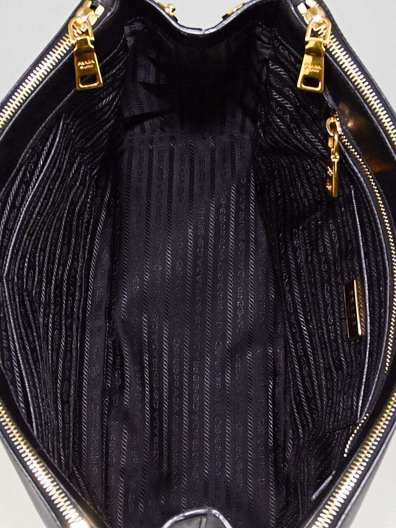 Prada Black Saffiano Lux Leather Double Zip Large Tote Bag BN1786 