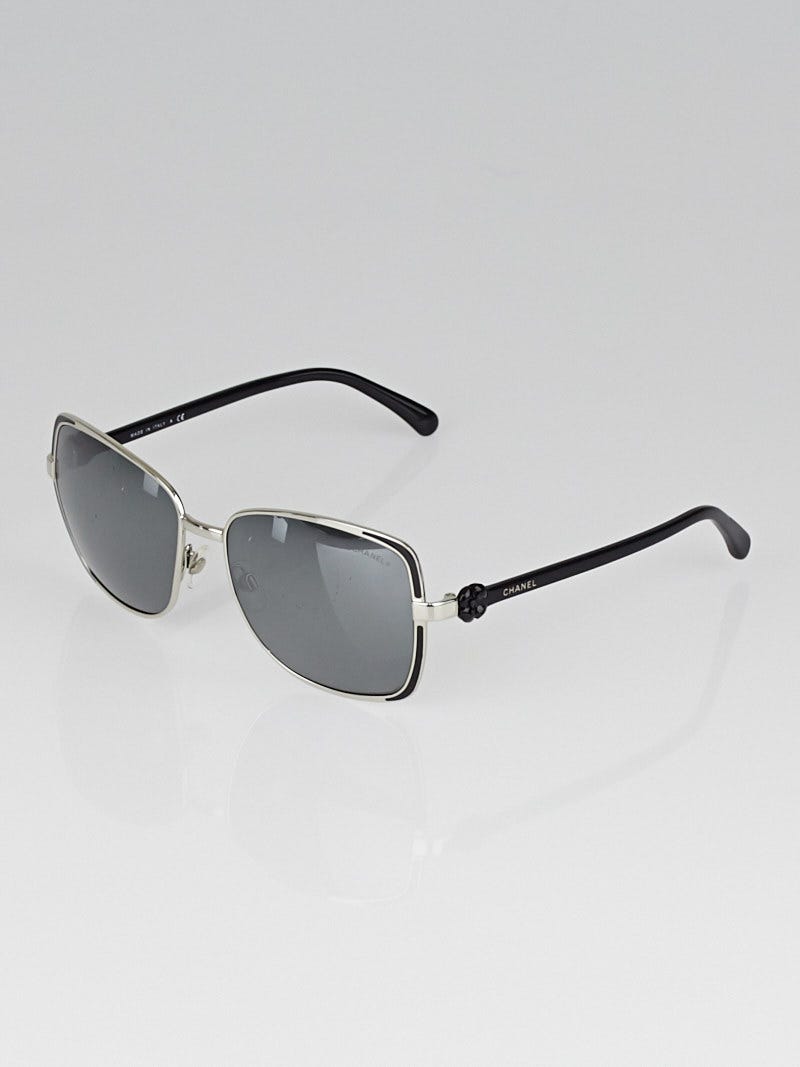 Chanel Silvertone Metal Frame Square CC Sunglasses - 4186