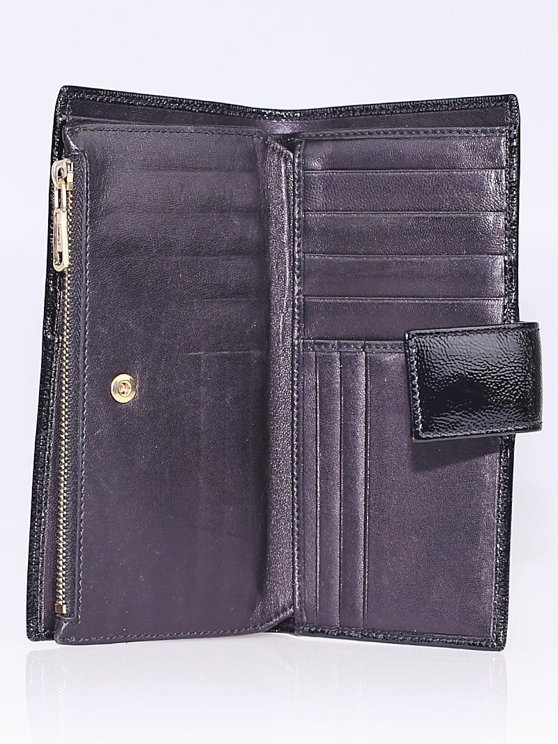 Yves Saint Laurent Black Patent Leather Y Mail Continental