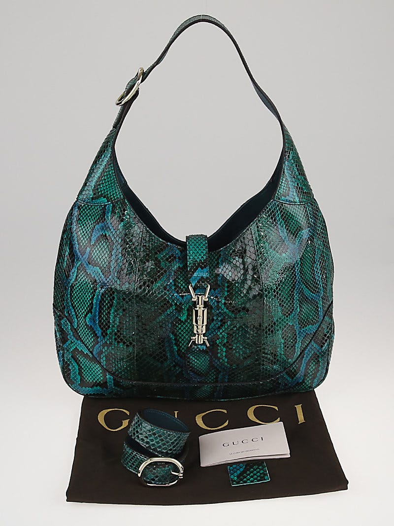 GUCCI スネーク柄 ホルターネック ノースリーブ Gucci Malachite Python New Jackie Medium Shoulder Bag | Yoogi's Closet