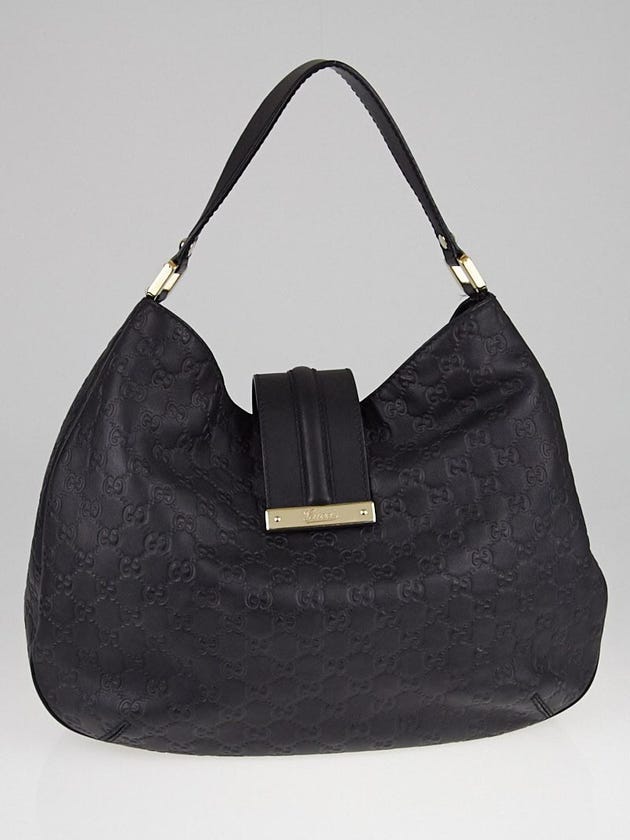 Gucci Black Guccissima Leather New Web Hobo Bag