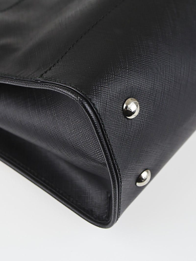 Salvatore Ferragamo Black Pebbled Leather Briana Small Tote Bag