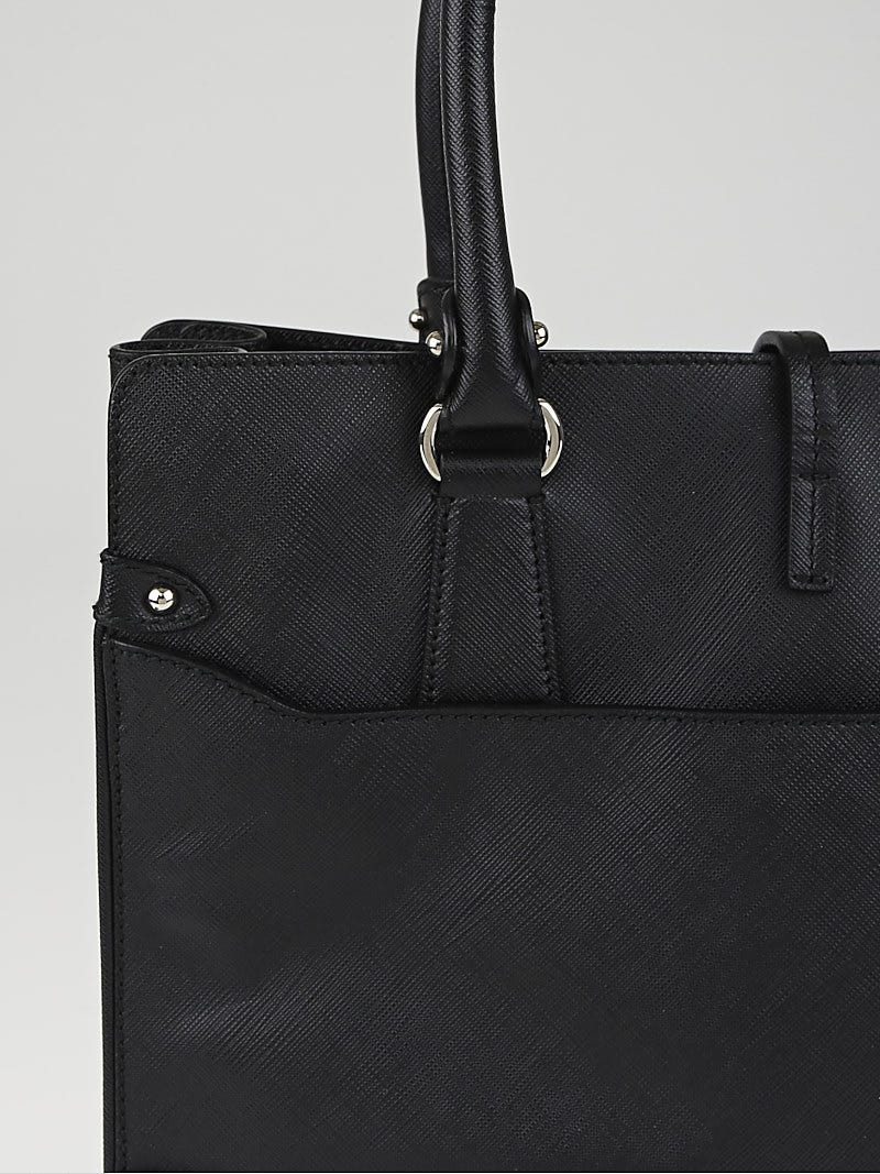 Salvatore Ferragamo Black Pebbled Leather Briana Small Tote Bag