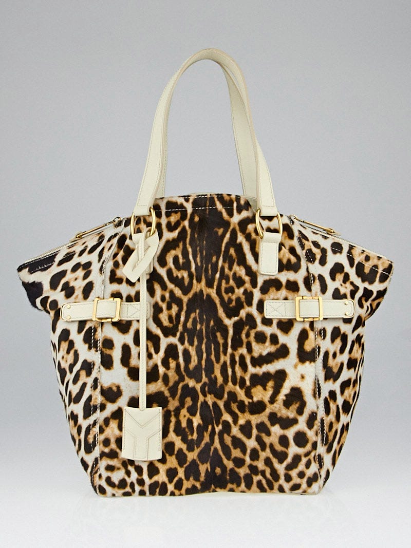 Yves Saint Laurent Leopard Print Pony Hair Large Downtown Bag 