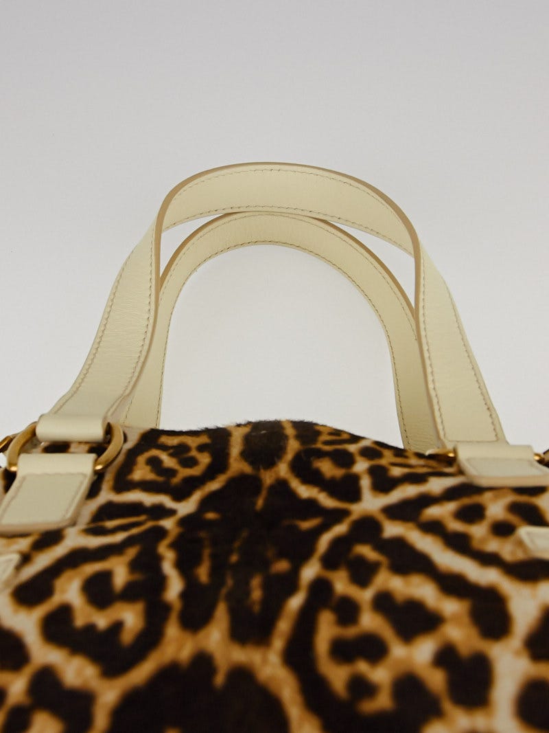 Yves Saint Laurent Leopard Print Pony Hair Large Downtown Bag 