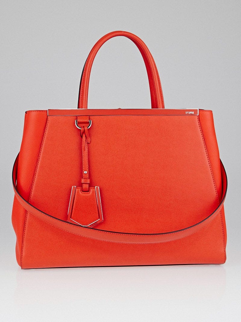 Fendi Papavero Vitello Leather Medium 2Jours Elite Tote Bag