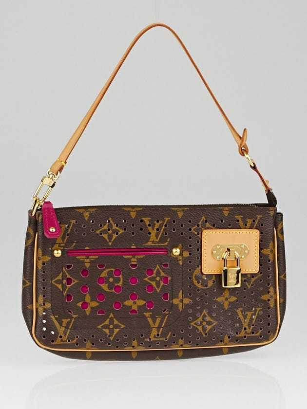 Louis Vuitton Limited Edition Monogram Perforated Fuchsia Accessories Pochette Bag 