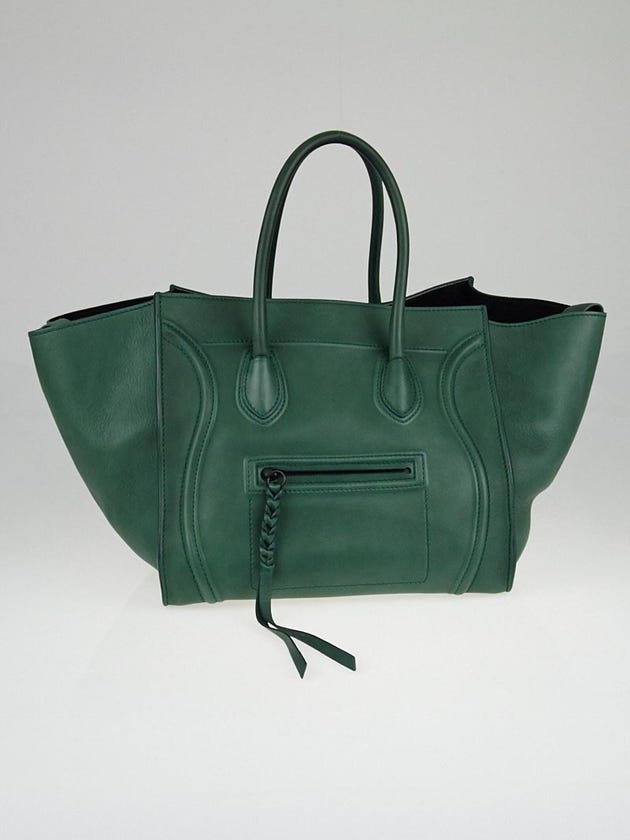 Celine Emerald Green Calfskin Leather Small Phantom Luggage Tote Bag 
