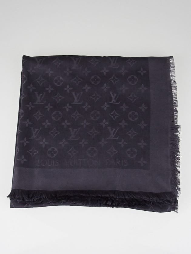Louis Vuitton Anthracite Monogram Silk/Wool Shawl Scarf