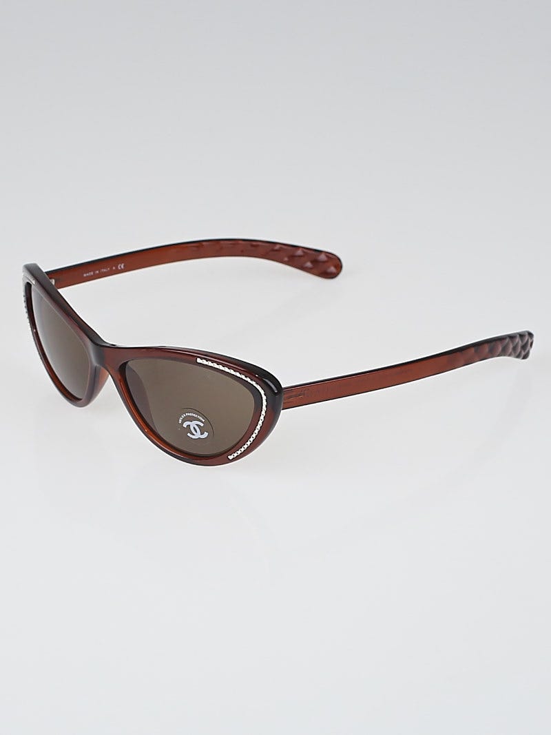 シャネルサングラス6039 Chanel Brown Frame Gradient Tint Cat-Eye Chain Sunglasses- 6039