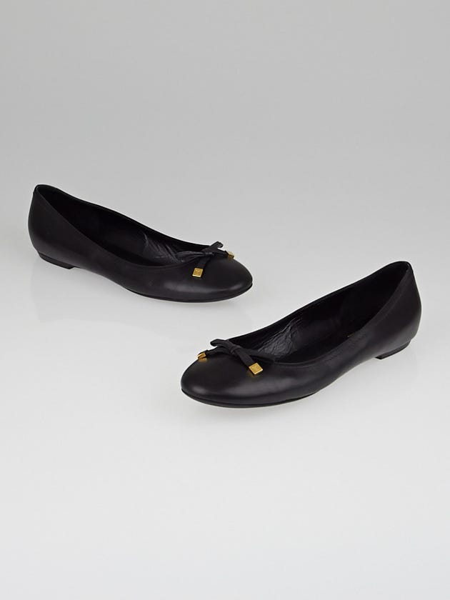 Louis Vuitton Black Leather Bow Ballerina Flats Size 9/39.5