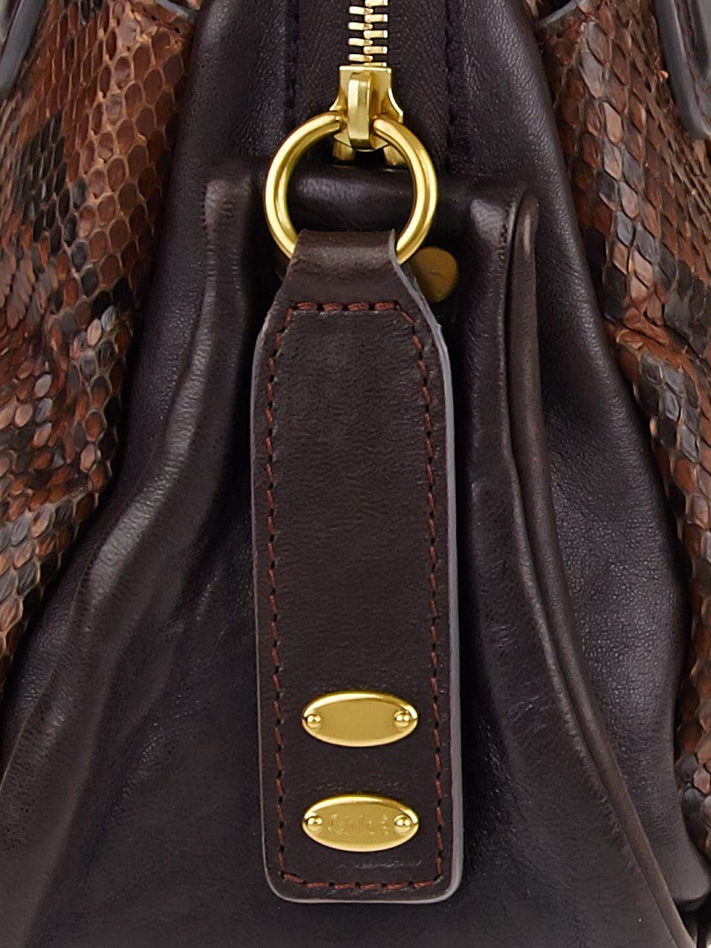 Chloe Brown Python Small Heloise Bag | Yoogi's Closet