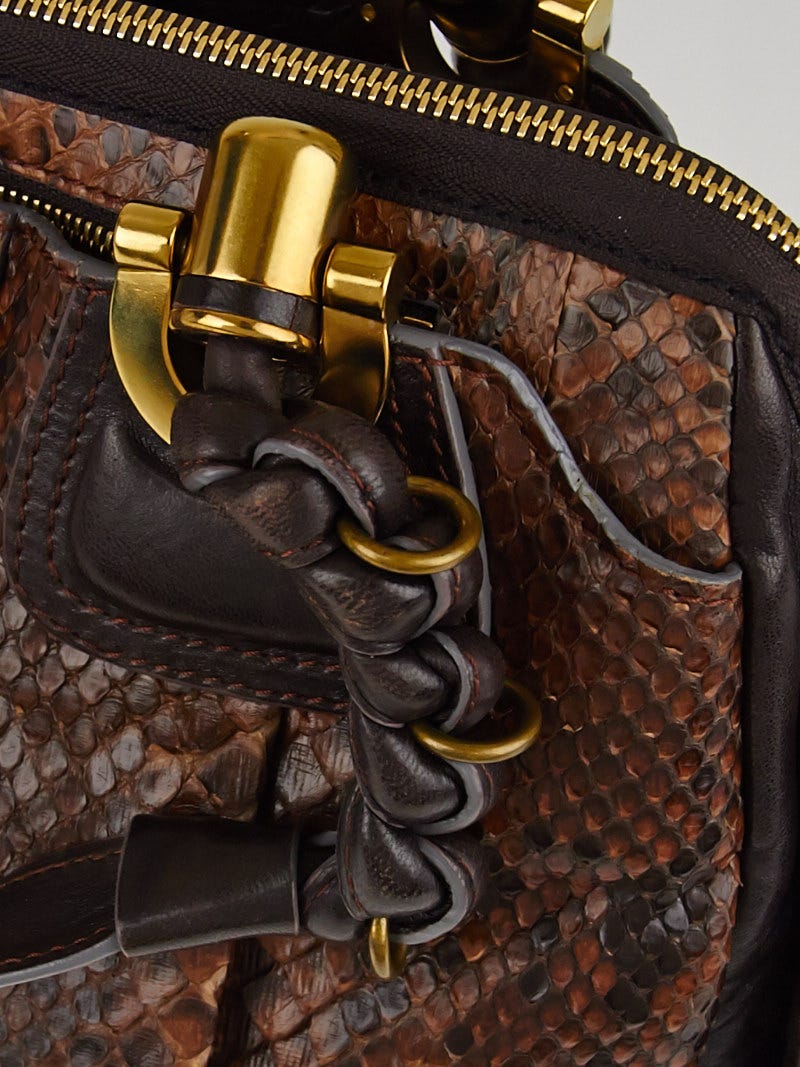Chloe Brown Python Small Heloise Bag | Yoogi's Closet