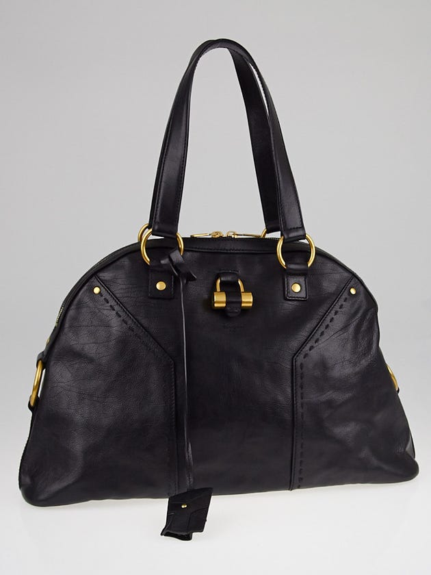 Yves Saint Laurent Black Calfskin Leather Large Muse Bag