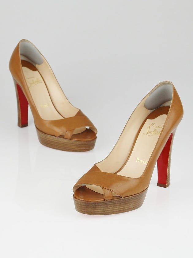 Christian Louboutin Brown Leather Miss Marple 120 Pumps Size 9.5/40