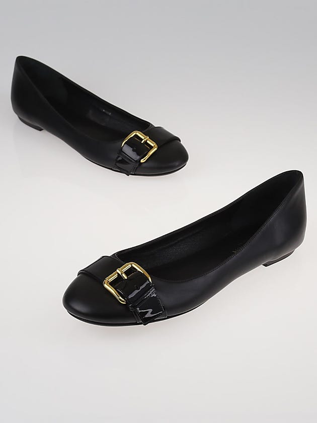 Louis Vuitton Black Leather Buckle Ballerina Flats Size 9/39.5