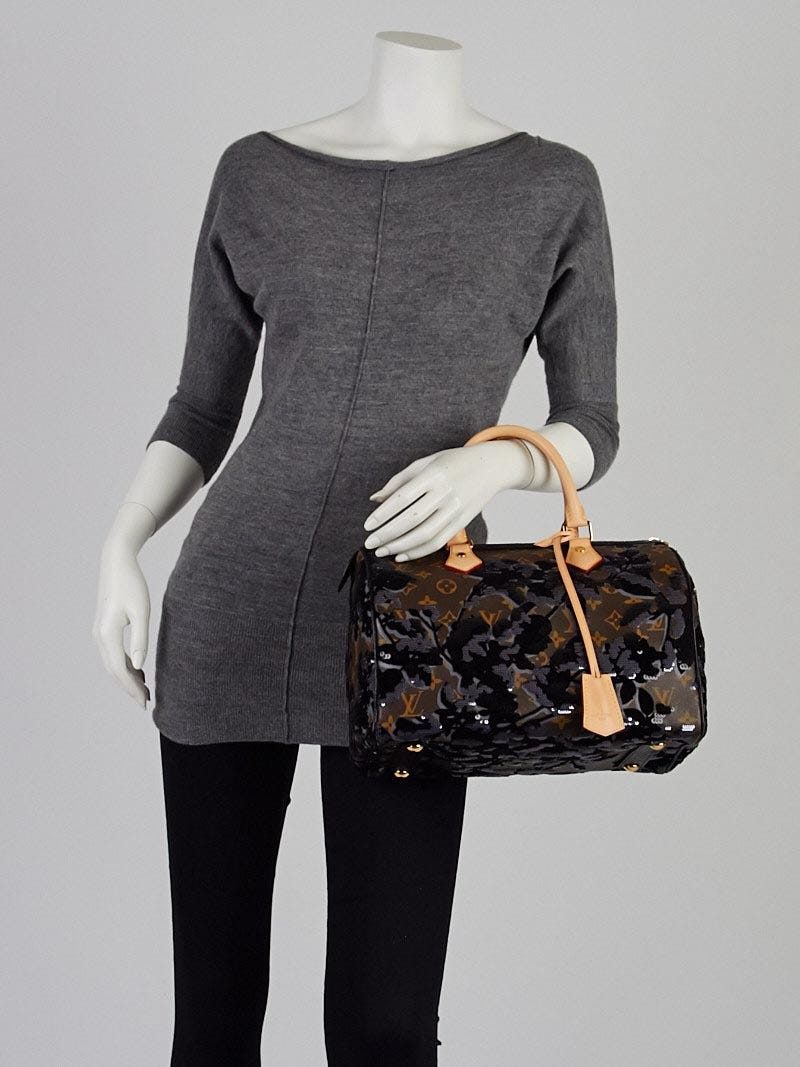 Louis Vuitton 2010 Pre-owned Monogram Fleur de Jais Sequins Speedy 30 Handbag - Black