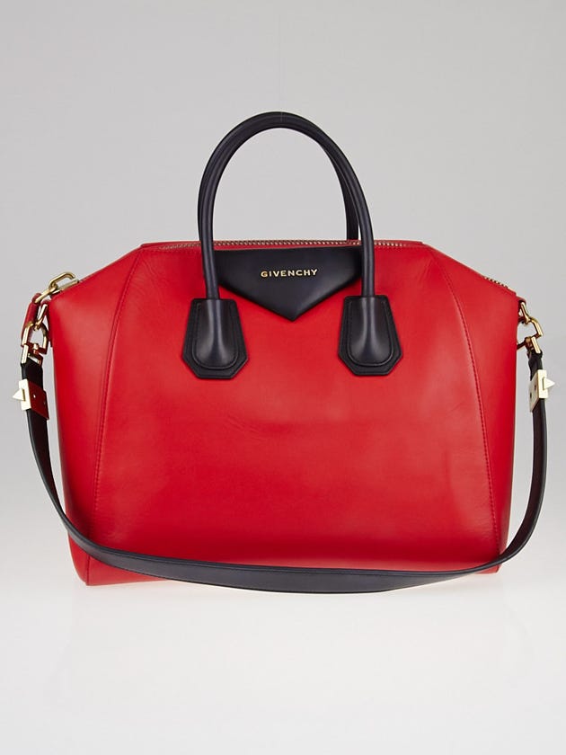 Givenchy Red/Black Matte Calfskin Leather Medium Antigona Bag