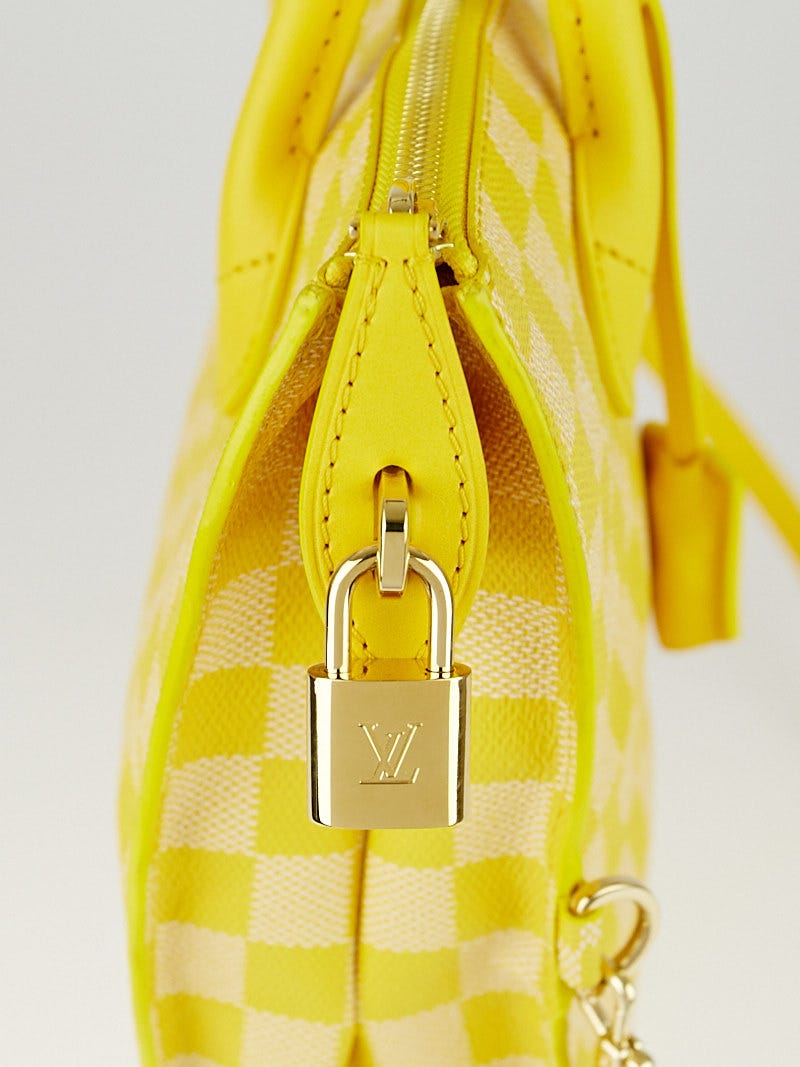 Louis+Vuitton+Speedy+Cube+Shoulder+Bag+Yellow+Leather+Damier+