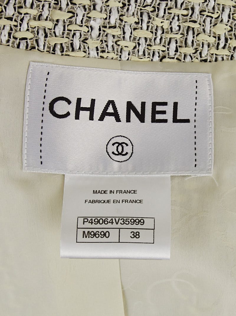 CHANELネームタグ Chanel Ecru Fantasy Tweed Jacket Size 6/38 | Yoogi's Closet