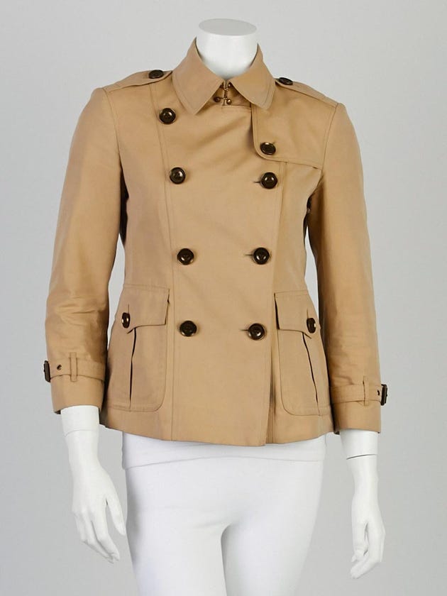 Burberry Brit Honey Stretch Cotton Trench Jacket Size 4