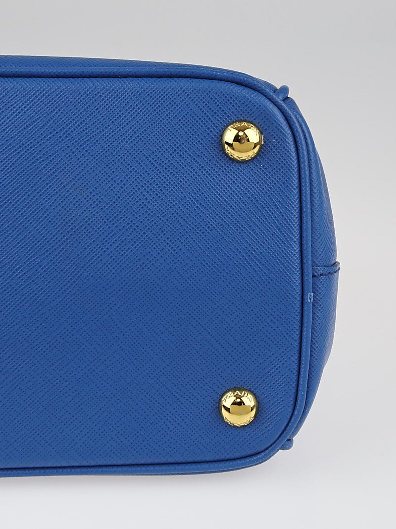 Prada Cobalto Saffiano Leather Double Zip Small Tote Bag BN1801