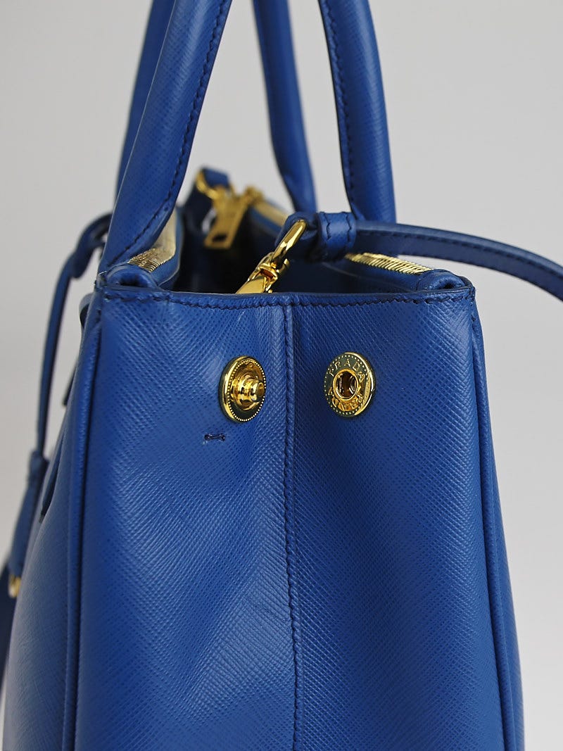 Prada Cobalto Saffiano Leather Double Zip Small Tote Bag BN1801 - Yoogi's  Closet