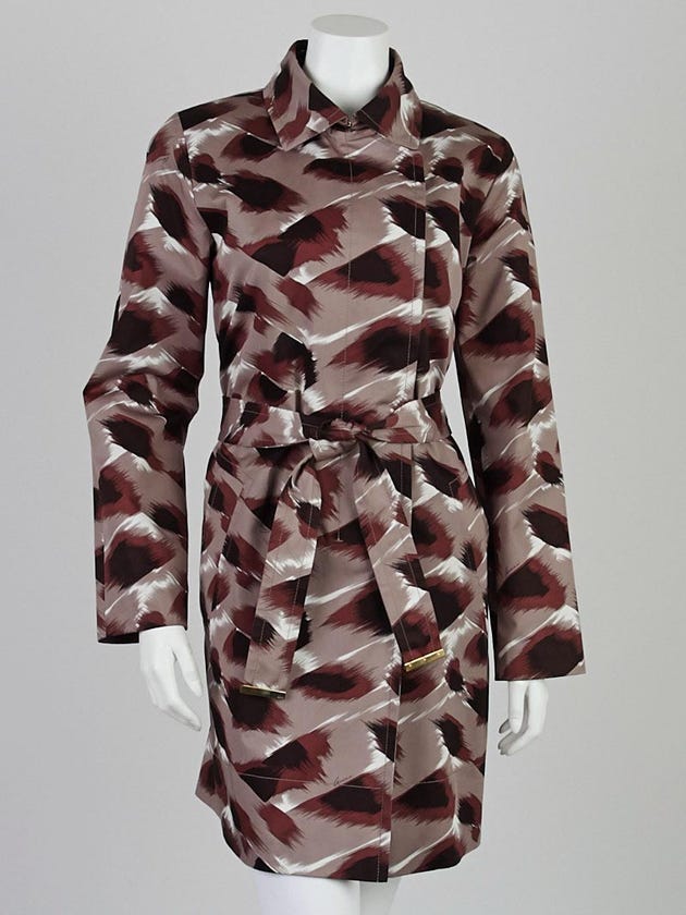 Gucci Brown Printed Cotton Trench Coat Size 8/42