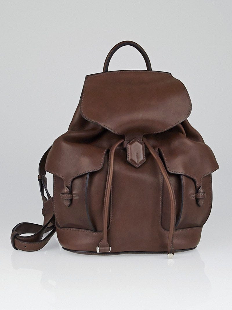 Hermes Chocolate Barenia Leather Sac a Dos Backpack PM Bag - Yoogi's Closet