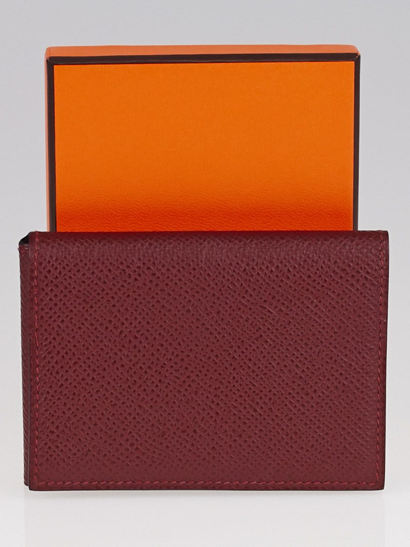 Hermes Rouge H Epsom Leather Guernsey Card Case - Yoogi's Closet